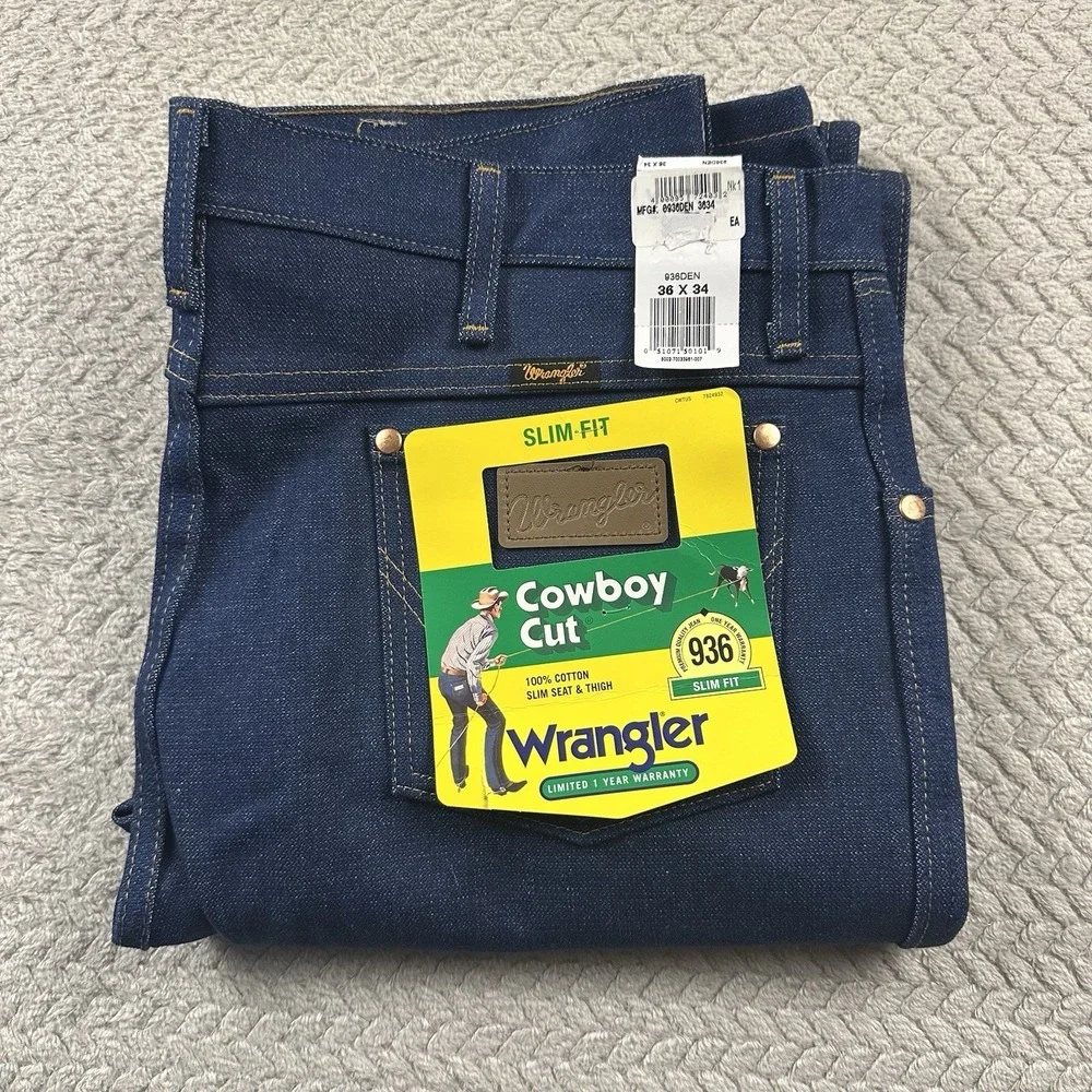 Wrangler 936 Cowboy Cut Rigid Men's‎ 36x34 Slim Fit Jeans Work Wear western